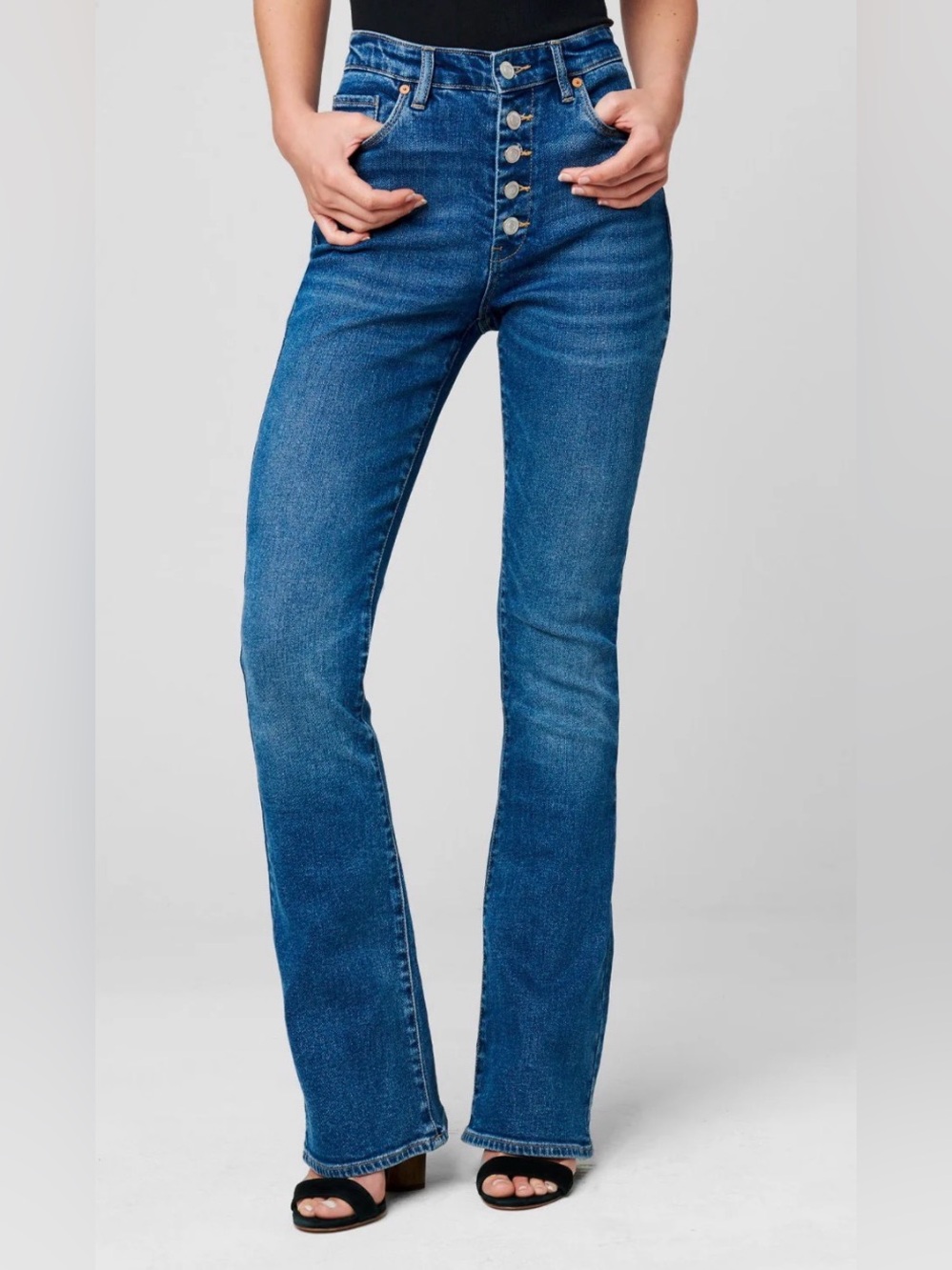 Blank NYC High-Rise Button-Fly Mini Flare Jeans - The Hoyt